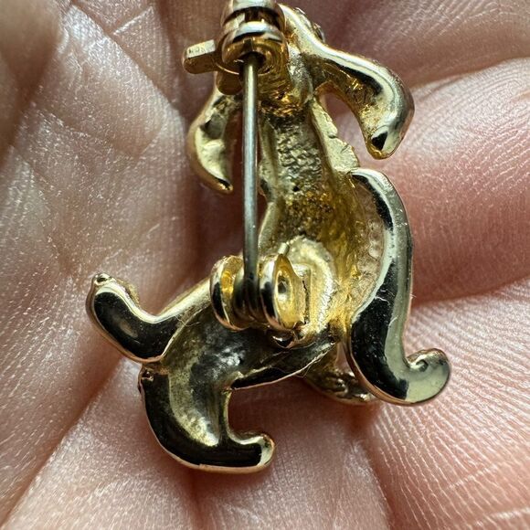 Vintage Gold Plated Swarovski Crystal Pave Poodle Dog Brooch Pin - Picture 4 of 4